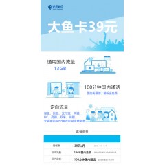 中國(guó)電信  大魚卡39元套餐【下訂單，中國(guó)郵政快遞包郵到家?！? width=