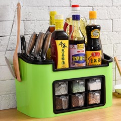 廚房置物架調料盒家用鹽糖佐料收納盒塑料調味罐瓶6格大號調料罐