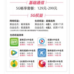 中國電信 129元套餐  【下訂單，中國郵政快遞包郵到家?！? width=