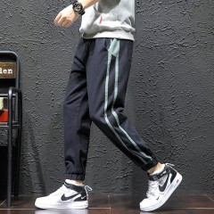 褲子男春夏新款男士韓版潮流百搭條紋寬松休閑長褲運(yùn)動(dòng)褲小腳褲