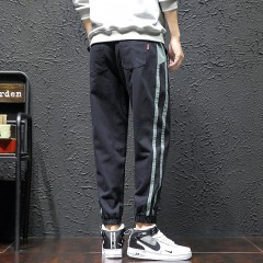 褲子男春夏新款男士韓版潮流百搭條紋寬松休閑長褲運(yùn)動(dòng)褲小腳褲